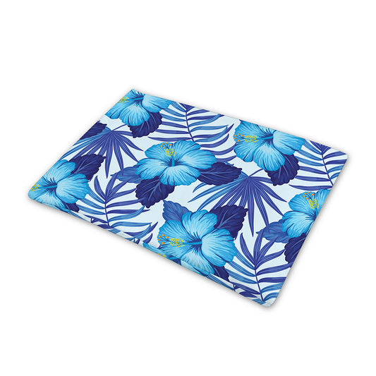 Blue Hibiscus Tropical Pattern Print Pet Cooling Mat Cover