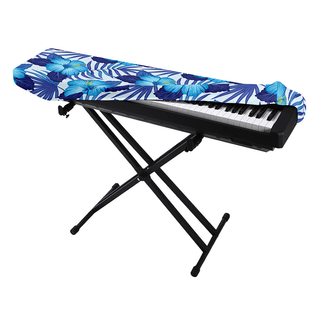 Blue Hibiscus Tropical Pattern Print Piano Keyboard Cover