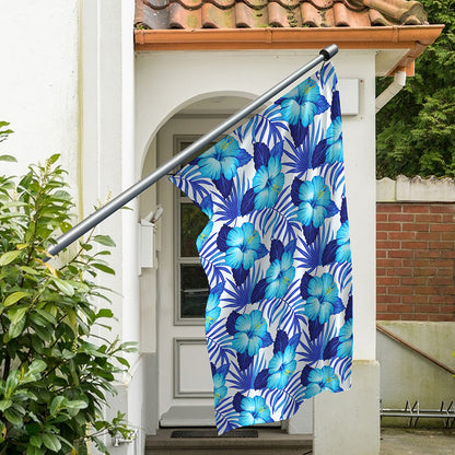 Blue Hibiscus Tropical Pattern Print Polyester Flag