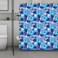 Blue Hibiscus Tropical Pattern Print Polyester Shower Curtain
