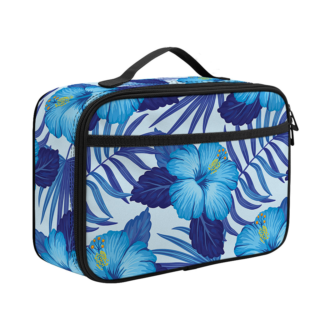 Blue Hibiscus Tropical Pattern Print Portable Lunch Bag