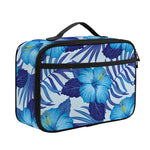 Blue Hibiscus Tropical Pattern Print Portable Lunch Bag