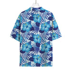 Blue Hibiscus Tropical Pattern Print Rayon Hawaiian Shirt