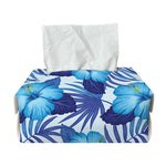 Blue Hibiscus Tropical Pattern Print Rectangle Tissue Box Cover