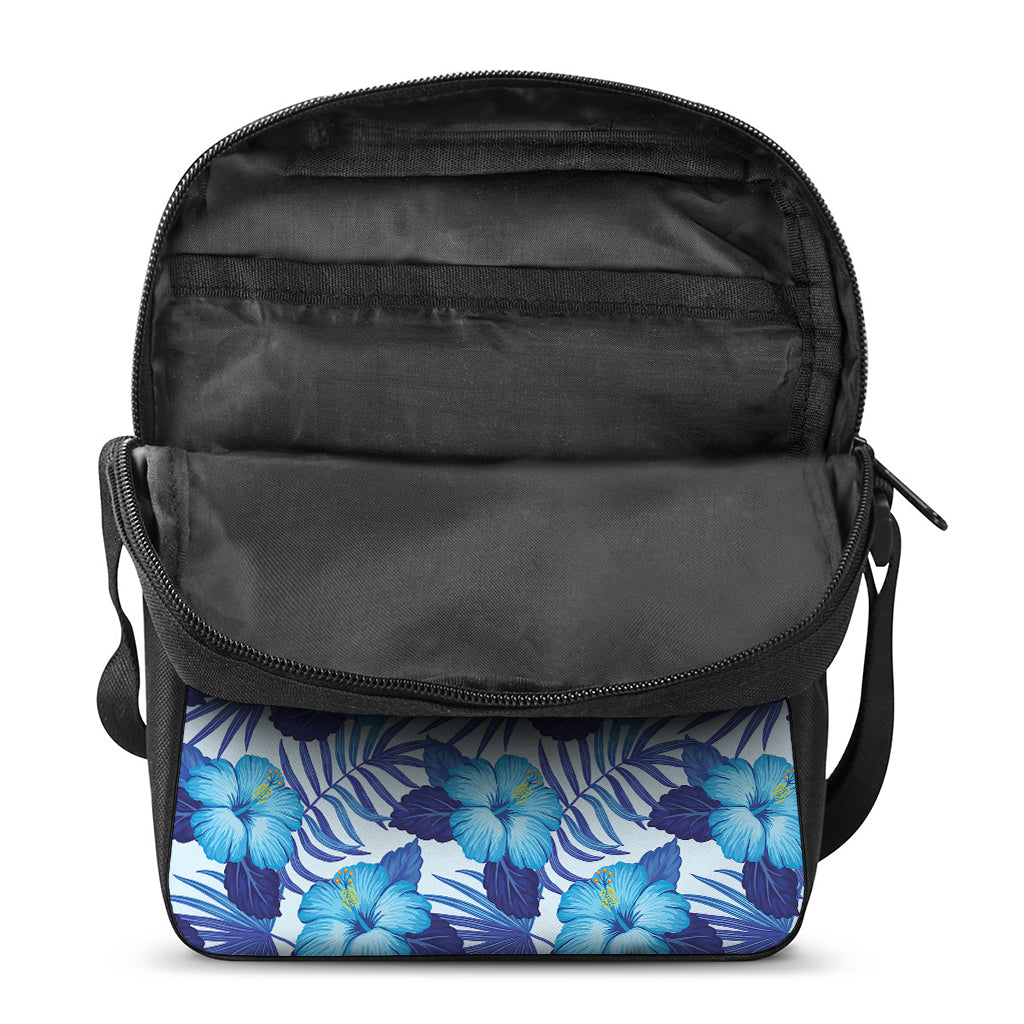 Blue Hibiscus Tropical Pattern Print Rectangular Crossbody Bag