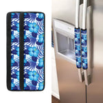 Blue Hibiscus Tropical Pattern Print Refrigerator Handle Covers