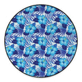 Blue Hibiscus Tropical Pattern Print Round Floor Mat