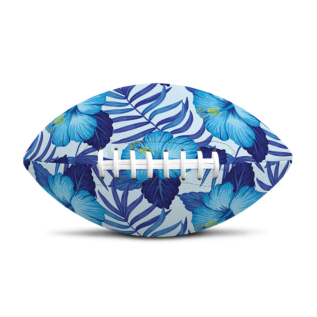 Blue Hibiscus Tropical Pattern Print Rugby Ball