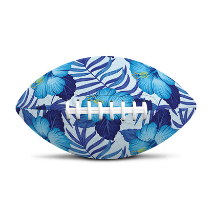 Blue Hibiscus Tropical Pattern Print Rugby Ball
