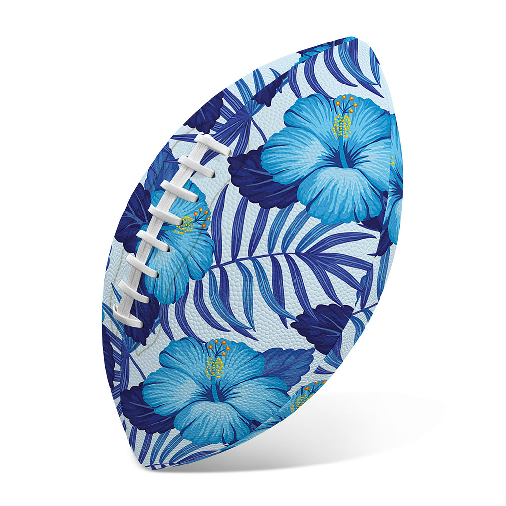 Blue Hibiscus Tropical Pattern Print Rugby Ball