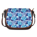 Blue Hibiscus Tropical Pattern Print Saddle Bag