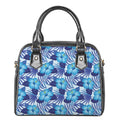 Blue Hibiscus Tropical Pattern Print Shoulder Handbag