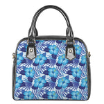 Blue Hibiscus Tropical Pattern Print Shoulder Handbag