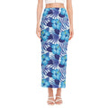 Blue Hibiscus Tropical Pattern Print Side Slit Maxi Skirt