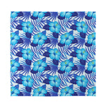 Blue Hibiscus Tropical Pattern Print Silk Bandana