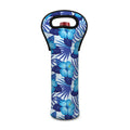 Blue Hibiscus Tropical Pattern Print Single Neoprene Wine Tote
