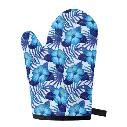 Blue Hibiscus Tropical Pattern Print Single Oven Mitt