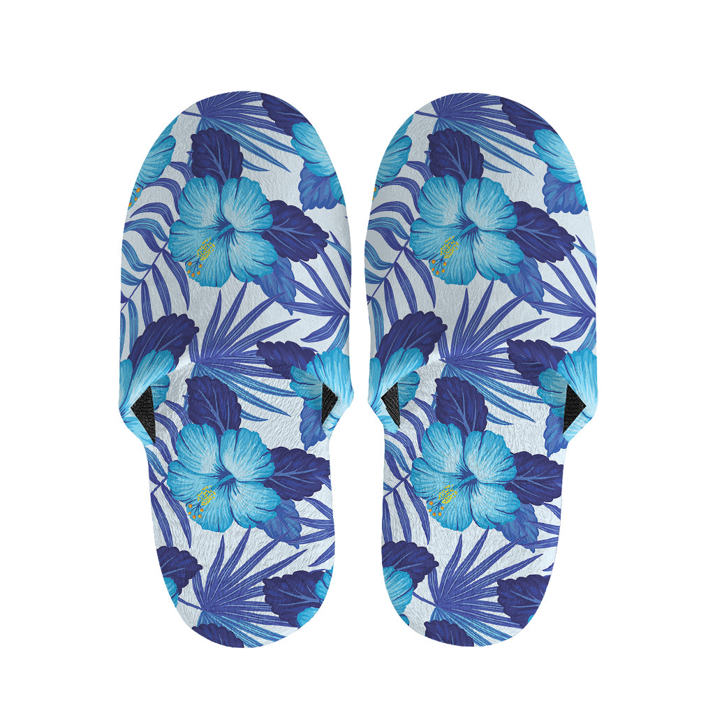 Blue Hibiscus Tropical Pattern Print Slippers