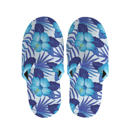 Blue Hibiscus Tropical Pattern Print Slippers