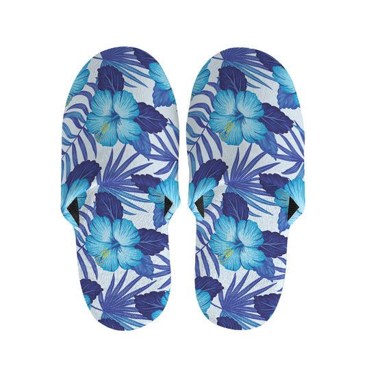 Blue Hibiscus Tropical Pattern Print Slippers
