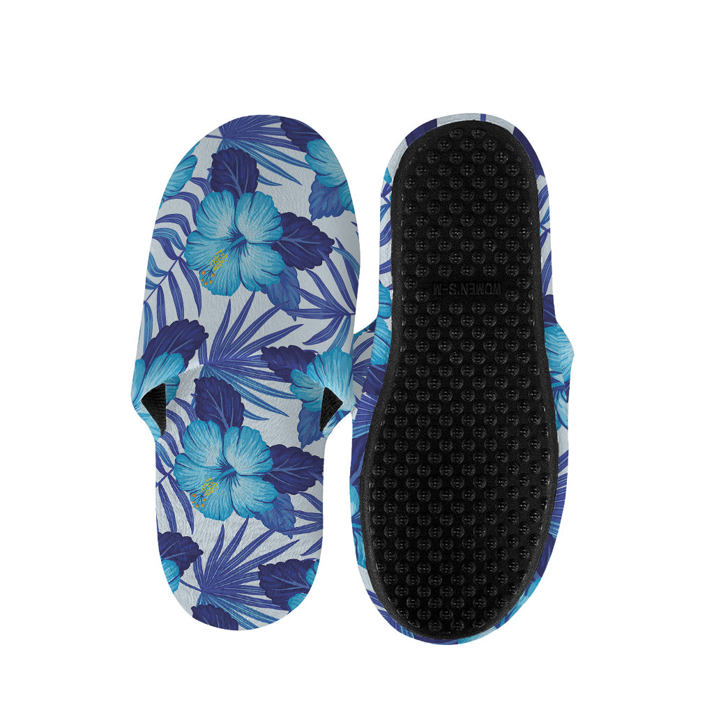 Blue Hibiscus Tropical Pattern Print Slippers