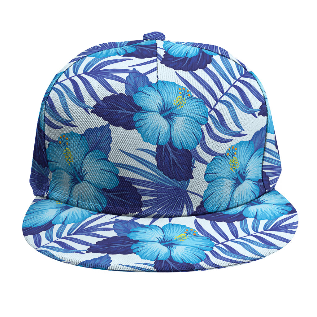 Blue Hibiscus Tropical Pattern Print Snapback Cap