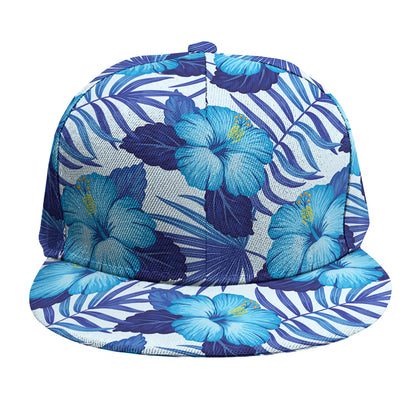 Blue Hibiscus Tropical Pattern Print Snapback Cap