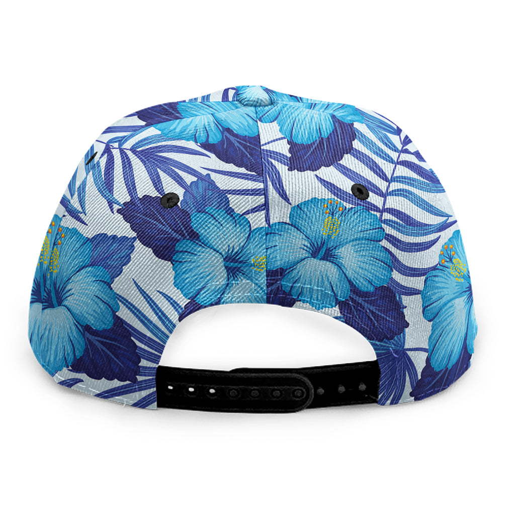 Blue Hibiscus Tropical Pattern Print Snapback Cap