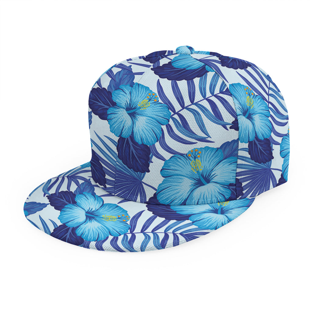 Blue Hibiscus Tropical Pattern Print Snapback Cap