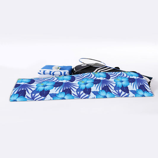 Blue Hibiscus Tropical Pattern Print Sports Towel