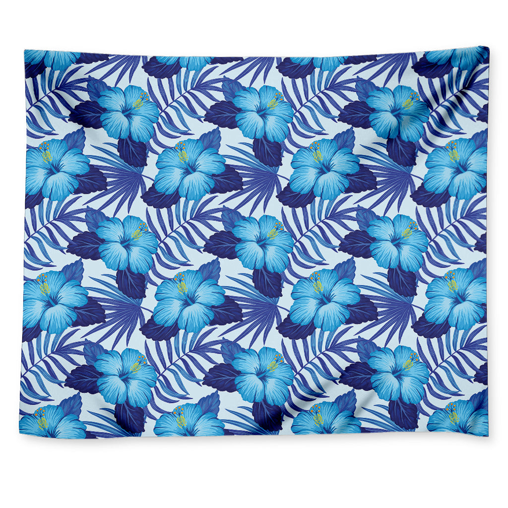 Blue Hibiscus Tropical Pattern Print Tapestry