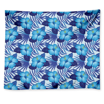 Blue Hibiscus Tropical Pattern Print Tapestry