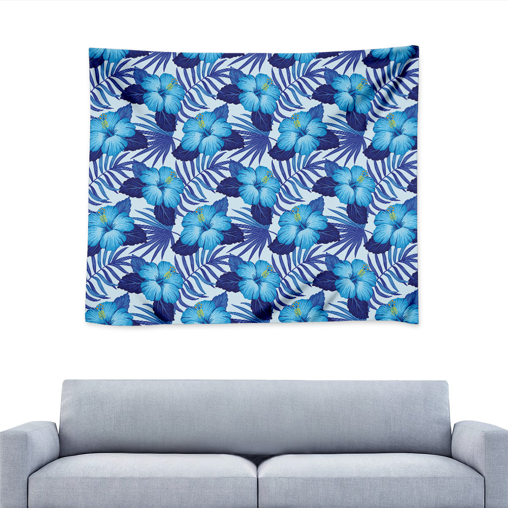 Blue Hibiscus Tropical Pattern Print Tapestry