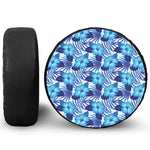 Blue Hibiscus Tropical Pattern Print Tire Cover