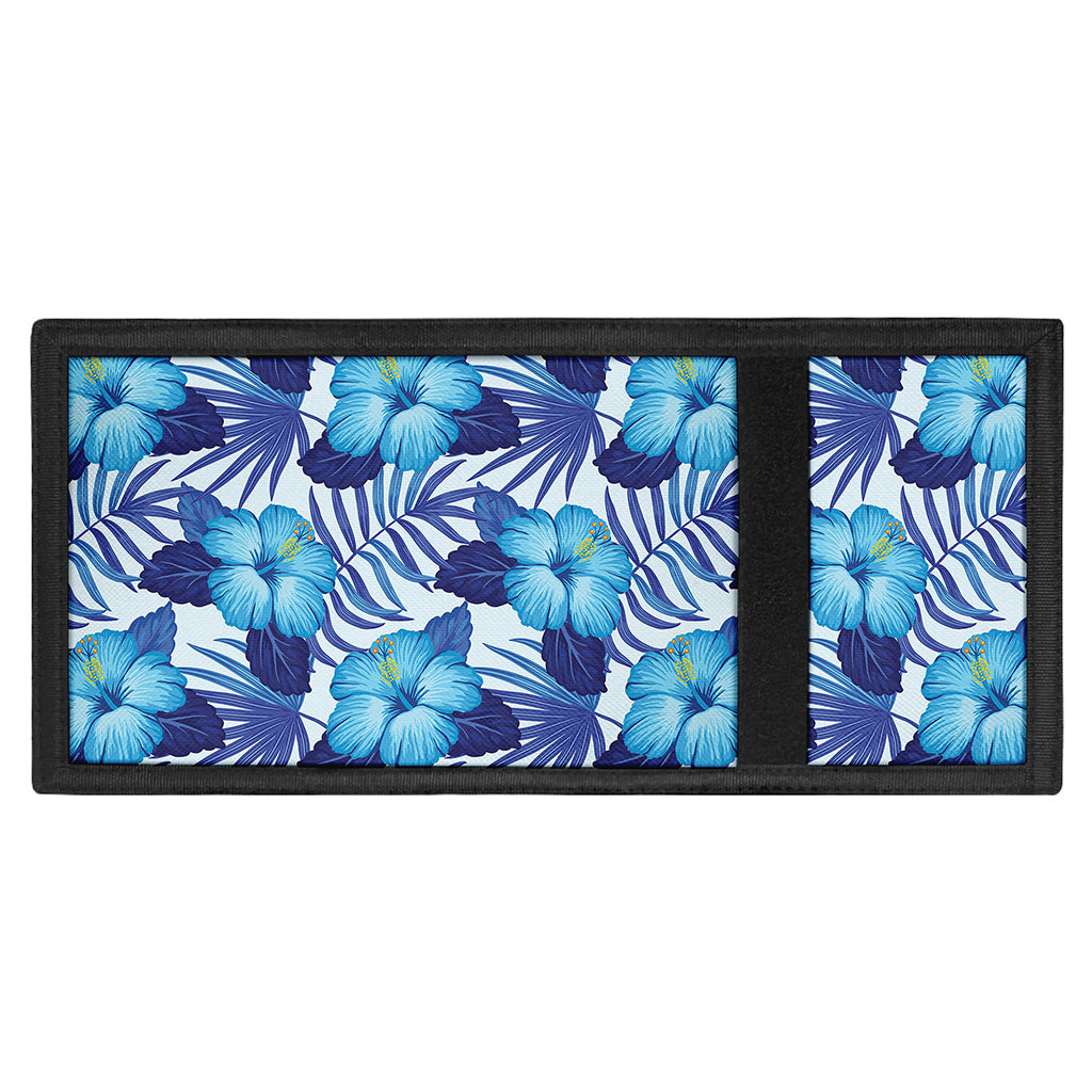 Blue Hibiscus Tropical Pattern Print Trifold Wallet