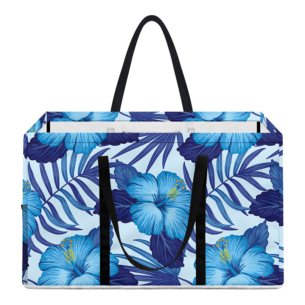 Blue Hibiscus Tropical Pattern Print Utility Tote Bag