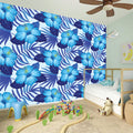 Blue Hibiscus Tropical Pattern Print Wall Sticker