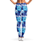 Blue Hibiscus Tropical Pattern Print Women's Leggings