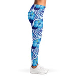 Blue Hibiscus Tropical Pattern Print Women's Leggings