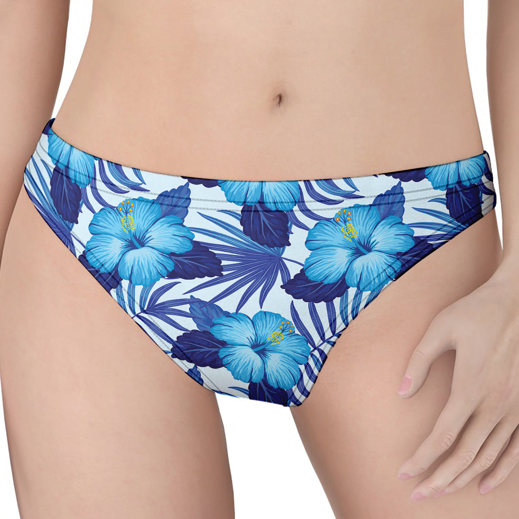 Blue Hibiscus Tropical Pattern Print Women's Thong