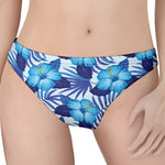 Blue Hibiscus Tropical Pattern Print Women's Thong