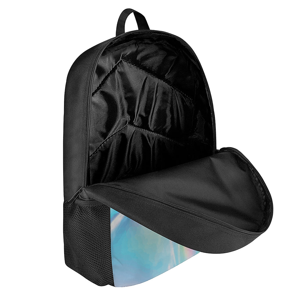 Blue Holographic Print 17 Inch Backpack