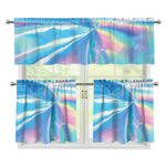 Blue Holographic Print 3 Piece Kitchen Curtains