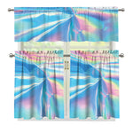 Blue Holographic Print 3 Piece Kitchen Curtains