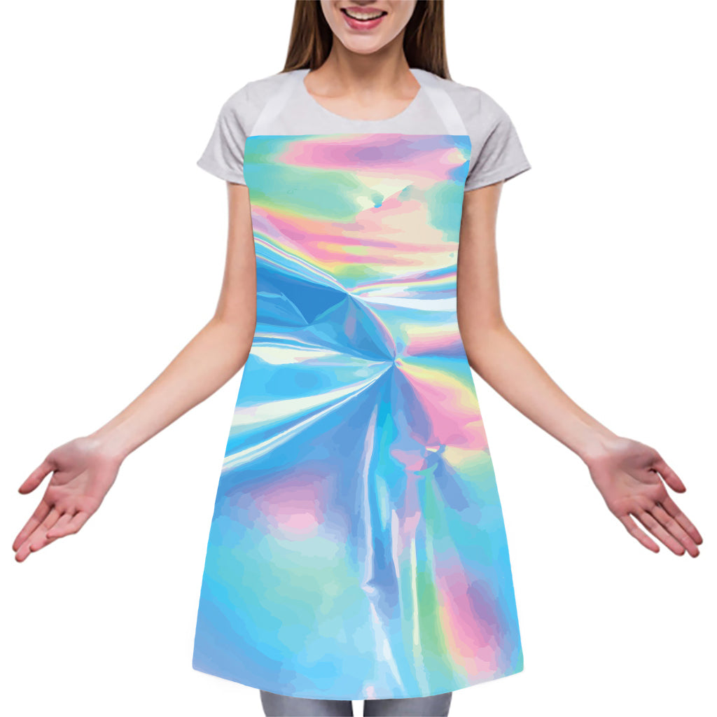 Blue Holographic Print Adjustable Apron