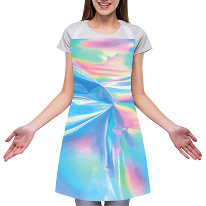 Blue Holographic Print Adjustable Apron
