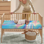 Blue Holographic Print Baby Crib Sheet