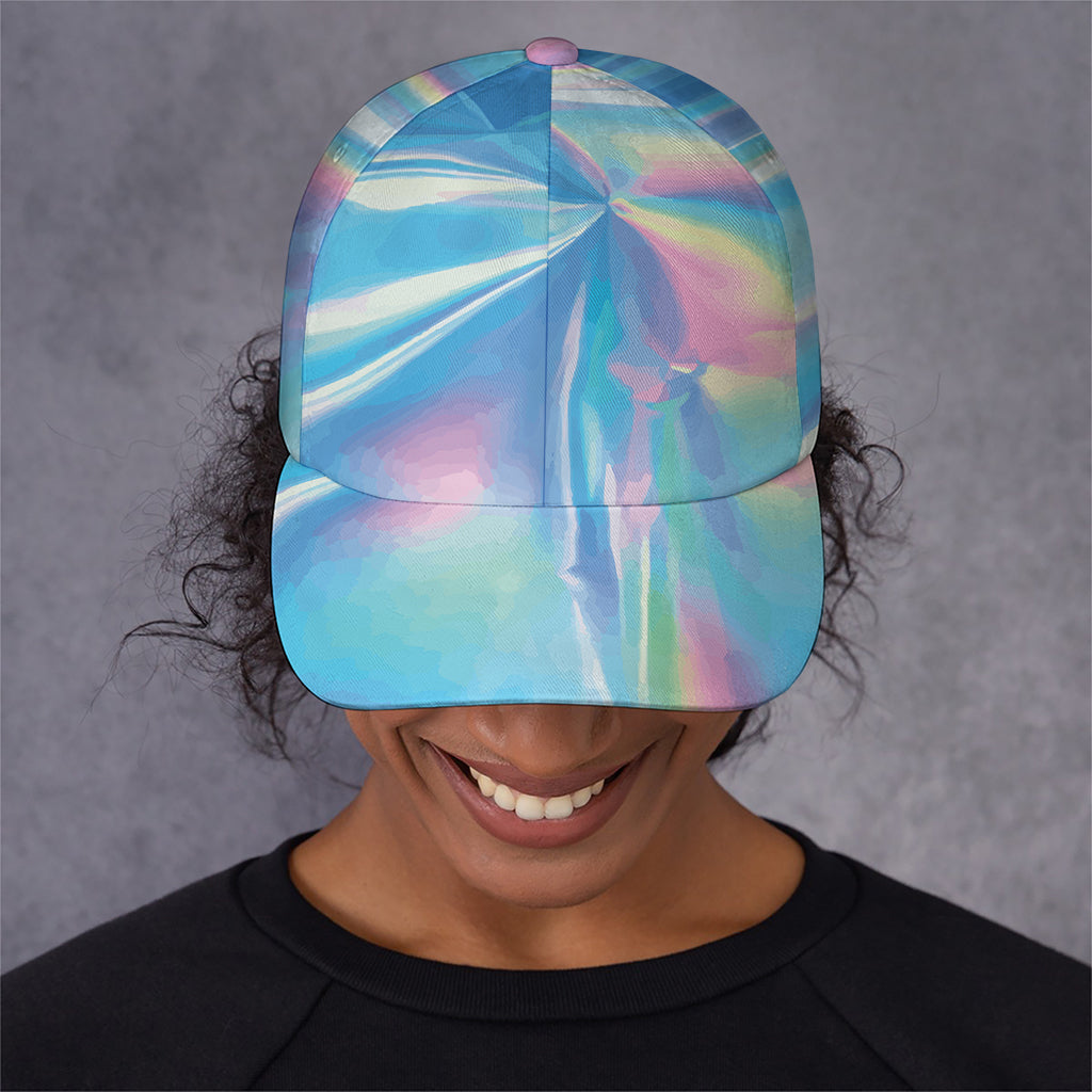 Blue Holographic Print Baseball Cap