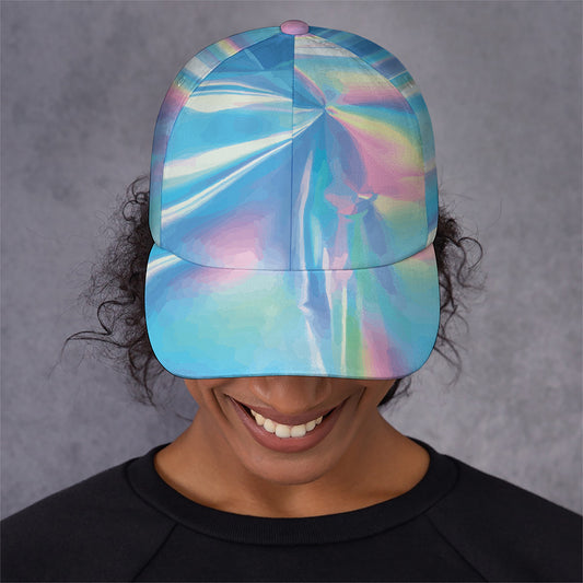 Blue Holographic Print Baseball Cap