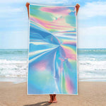Blue Holographic Print Beach Towel